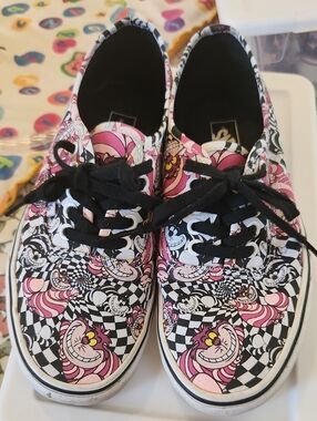 Vans Pink Black White Cheshire Cat Checkerboard Sneakers